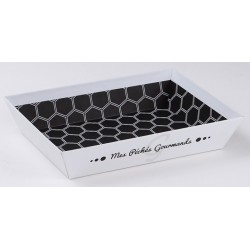 CORBEILLE en carton Blanc / Noir / Gris - 33x20x7 cm