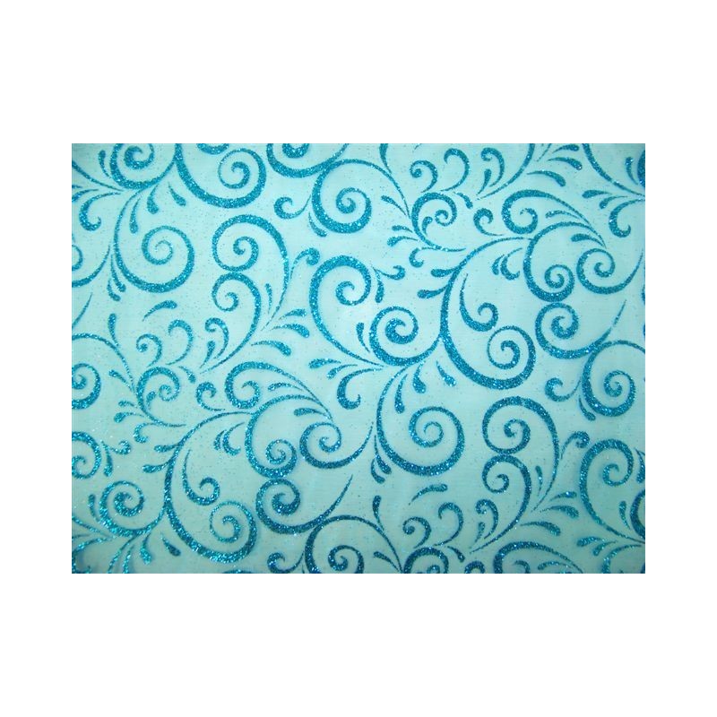 PATH Fabric width 0.30 m-TURQUOISE TABLE - roll 5 m