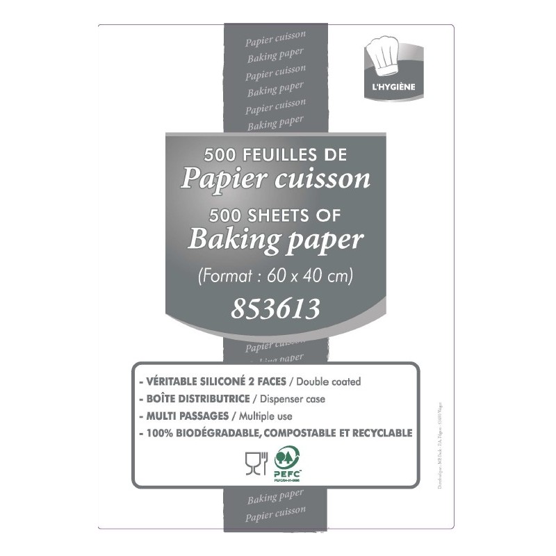 Papier Cuisson Silicone double face 60 cm x 40 cm - Boîte distributrice de 500 feuilles