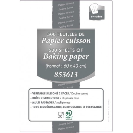 Papier Cuisson Silicone double face 60 cm x 40 cm - Boîte distributrice de 500 feuilles