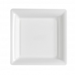 Plato blanco cuadrado 18x18 cm plástico desechable - los 12