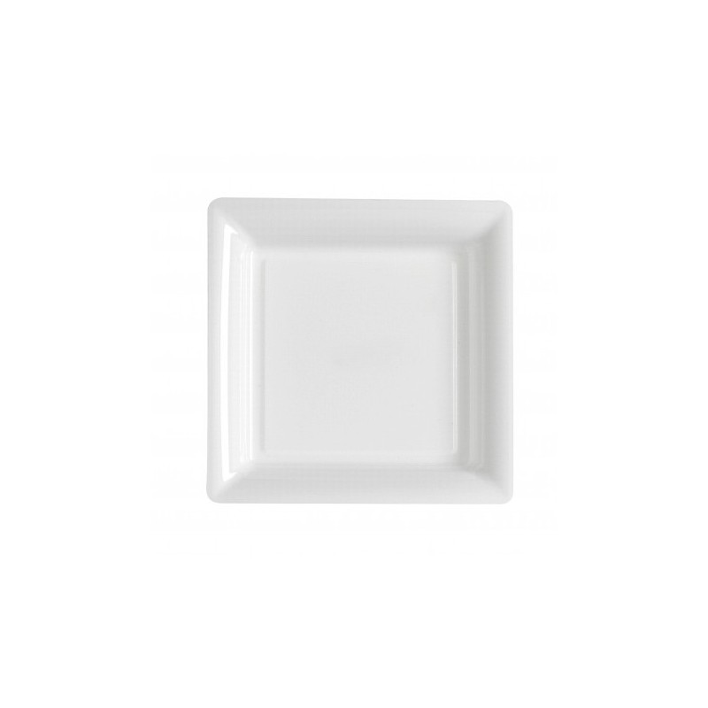 Piatto quadrato bianco 18x18 cm plastica monouso - il 12