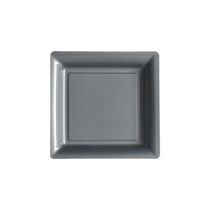 Piatto in argento grigio 18x18 cm plastica monouso - il 12 SOURIRE DES  SAVEURS, cantina in linea, consegna