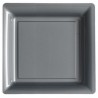 Plate silver gray 18x18 cm disposable plastic - the 12