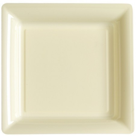 Piastra quadrata avorio 18x18 cm plastica monouso - il 12