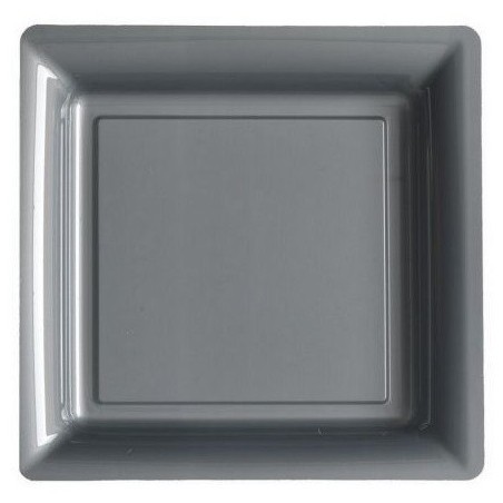 Plate silver gray 23x23 cm disposable plastic - the 12