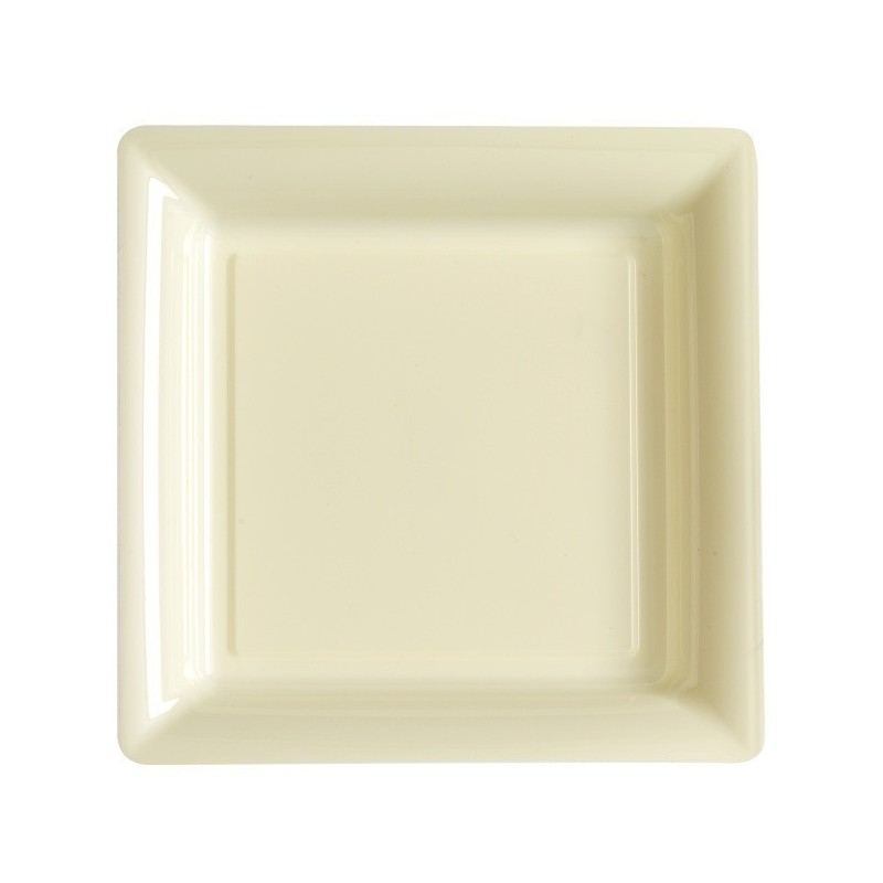 Plate square ivory 23x23 cm disposable plastic - the 12