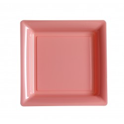 Pastel pink square plate 23x23 cm disposable plastic - the 12