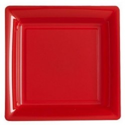 Placa cuadrada roja 23x23 cm Plástico desechable - los 12