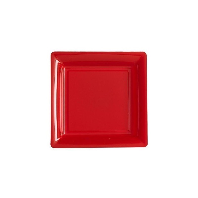 Platte rotes Quadrat 23x23 cm Einweg-Plastik - die 12