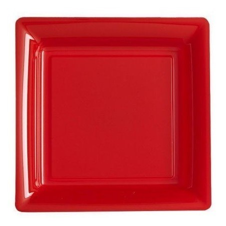 Piatto quadrato rosso 23x23 cm plastica usa e getta - il 12