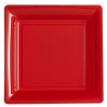 Assiette carrée rouge 23x23 cm en plastique jetable - les 12