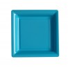 Assiette carrée bleu turquoise 23x23 cm en plastique jetable - les 12