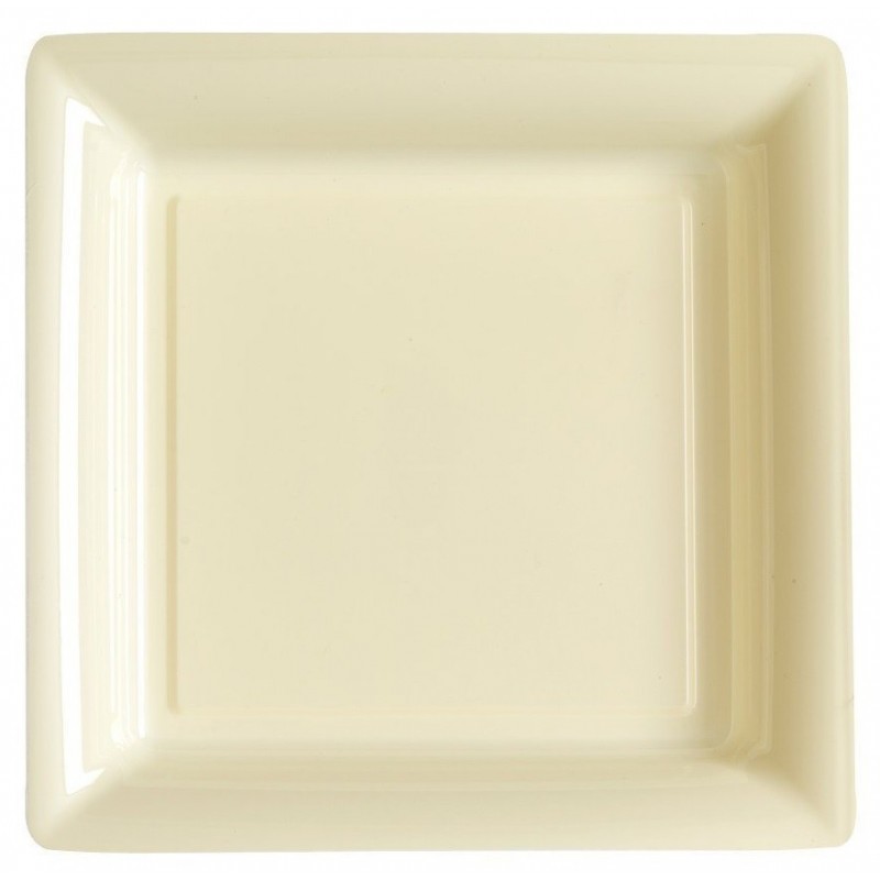 Assiette Or carrée 24 cm plastique réutilisable X12-Adiserve