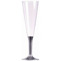 Copa de champán de plástico gris plateado pie 15 cl - 10