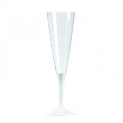 Flûte à Champagne en Plastique pied blanc 15 cl - les 10