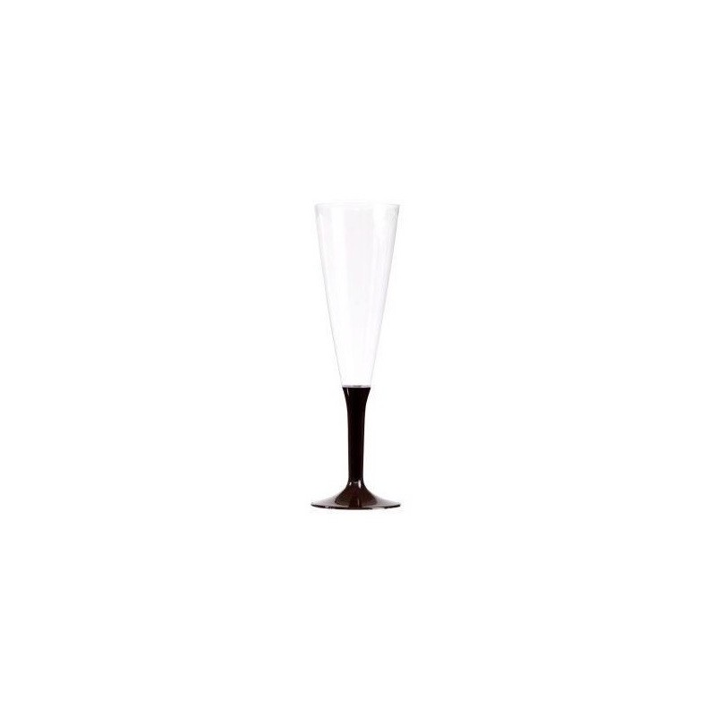 Flûte à Champagne en Plastique pied chocolat 15 cl - les 10