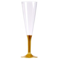 Flauta de champán en plástico dorado 15 cl - los 10