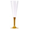 Flûte à Champagne en Plastique pied or 15 cl - les 10