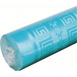 Tablecloth Blue Turquoise in damask paper width 1.20 m - the 25 m roll