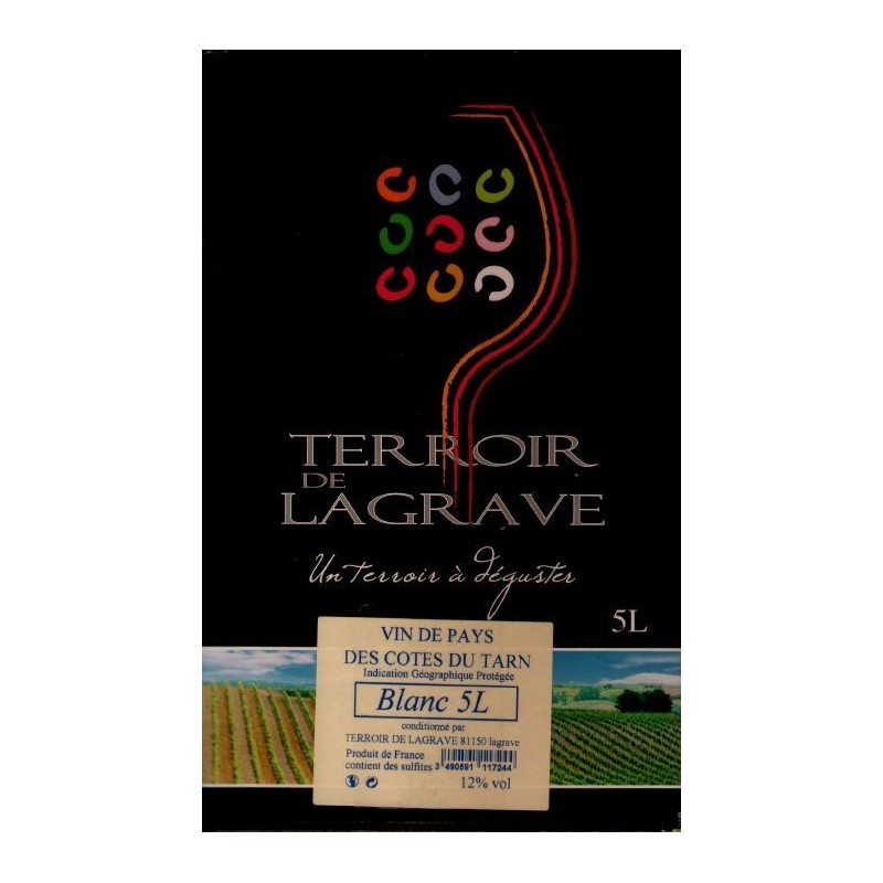 Terroir de Lagrave COTES DU TARN Vin Blanc VDP Fontaine à vin BIB 5 L