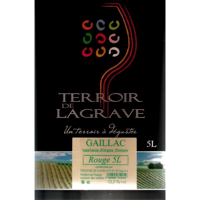 Terroir de Lagrave GAILLAC Red Wine AOC BIB wine fountain 5 L
