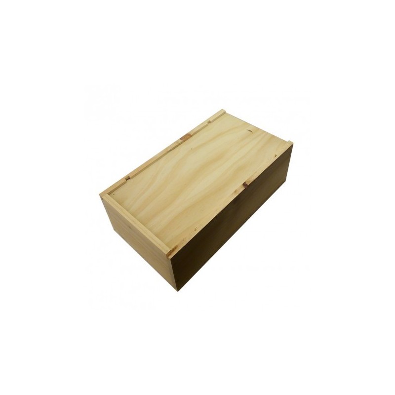 WOODEN BOX for 2 bottles Bordelaise format with zipper and board inside