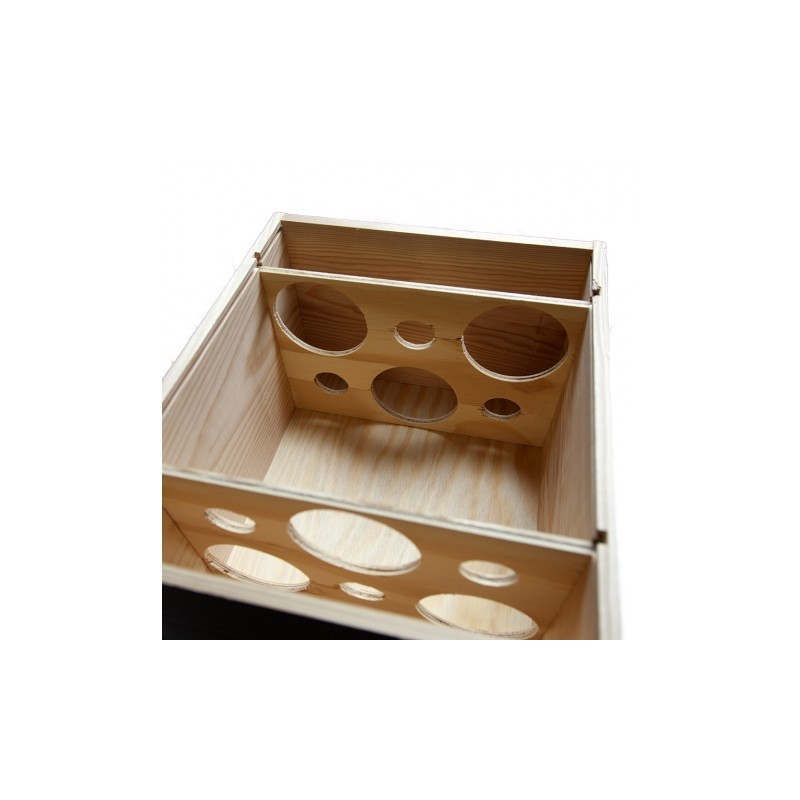 WOODEN BOX for 6 bottles Burgundy format with lid to nail and guillotines inside, 2 x 3