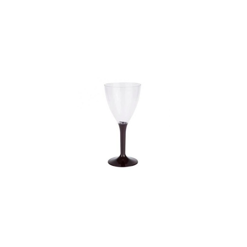VERRE à Vin pied Noir en plastique cristal jetable 16 cl - les 10