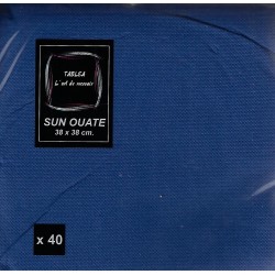 TOALLA MARINA AZUL en papel desechable 38 x 38 cm Llanura Sun Ouate - la bolsa de 40