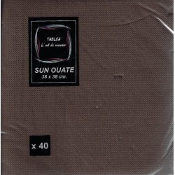 SERVIETTE CHOCOLAT en papier jetable 38 x 38 cm Sun Ouate unie - le sachet de 40