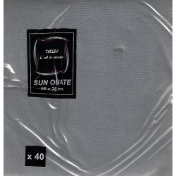 SERVIETTE GRIS ARGENT en papier jetable 38 x 38 cm Sun Ouate unie - le sachet de 40