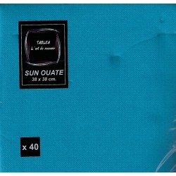 BLUE TURQUOISE TOWEL in disposable paper 38 x 38 cm Sun Ouat plain - the bag of 40