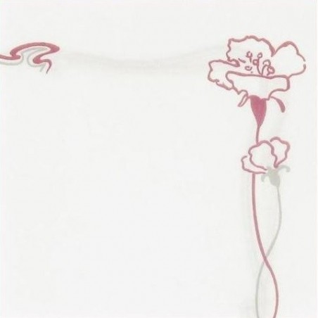 SERVIETTE BLANCHE en papier jetable 40 x 40 cm non-tissé avec liseré "Ibiscus" bordeaux - le sachet de 50