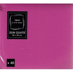 FUCHSIA PINK TOWEL in disposable paper 38 x 38 cm Sun Ouate plain - the bag of 40