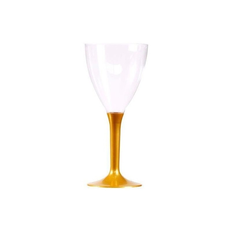 Glas Wein Gold Einweg Kristall Kunststoff Fuß 16 cl - die 10