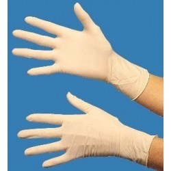 Latex gloves size M (7/8) disposable, dispenser box of 100 gloves