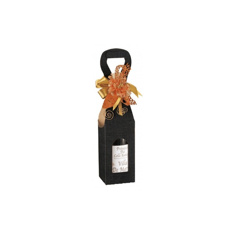 Caso Maleta negro para 1 botella con cualquier tamaño de la ventana 9x9x41 cm