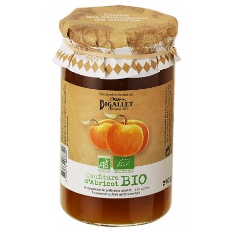 Organic Bigallet Apricot JAM cooked in a cauldron - 370 g jar