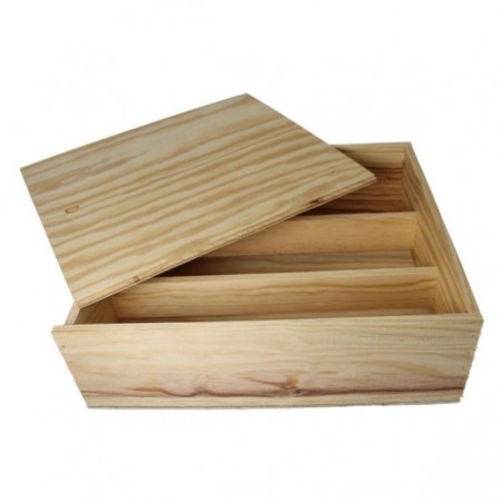 WOODEN BOX for 2 bottles of Burgundy format with zipper and boards inside