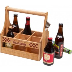 HOLDER for 6 bottles of Ma Petite Brasserie beer in wood with bottle opener for 25, 33 and 50 cl bottles