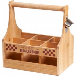 HOLDER for 6 bottles of Ma Petite Brasserie beer in wood with bottle opener for 25, 33 and 50 cl bottles