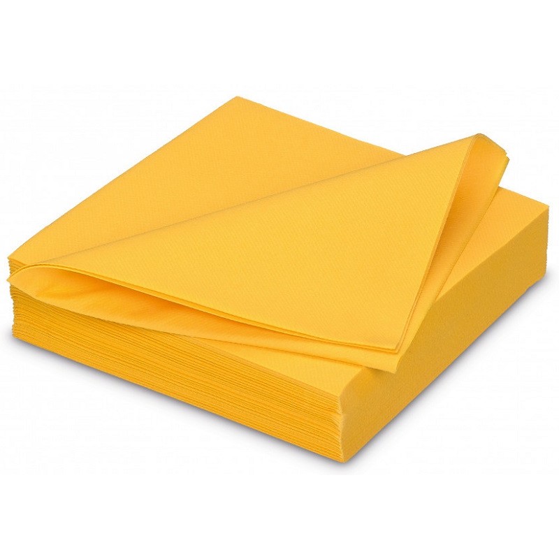 BRIGHT YELLOW TOWEL in disposable paper 38 x 38 cm Sun Ouate plain - bag of 40