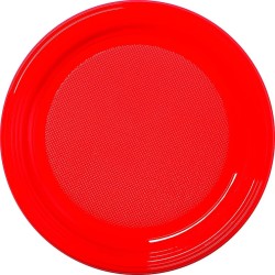 Round PLATE ø 22 cm Bright Red plastic - bag of 30