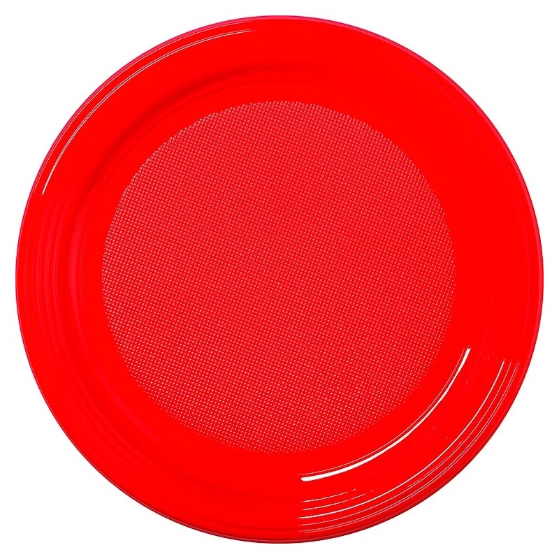 PLATO redondo ø 22 cm Plástico rojo brillante - bolsa de 30