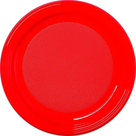 Round PLATE ø 22 cm Bright Red plastic - bag of 30
