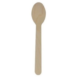 Dessert spoon in Biodegradable Wood 11 cm - bag of 100
