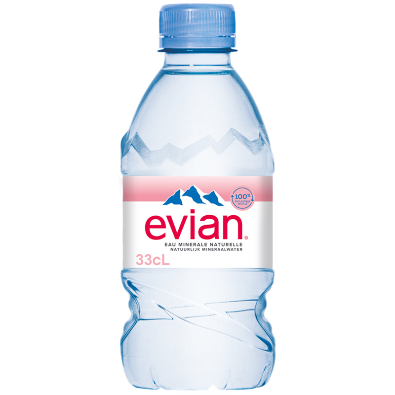 acqua Evian bottiglia di plastica PET 33 cl